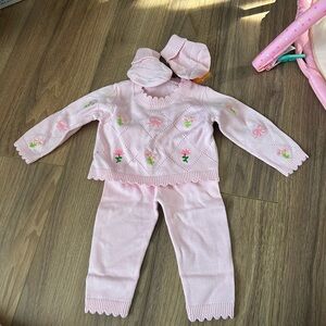 Pink Knit 3 Piece Knit Outfit